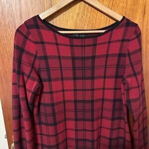Tahari Plaid Long Sleeve Dress